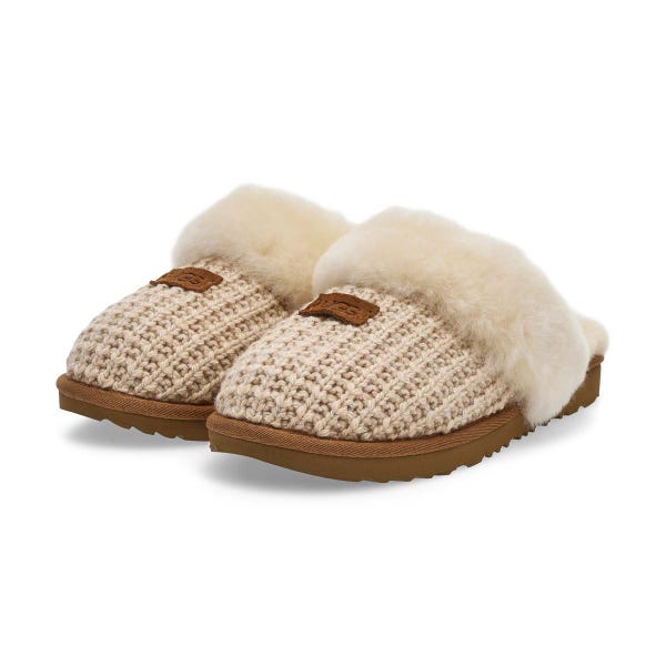 Kids'  Cozy II Knit Sheepskin Slipper - Cream