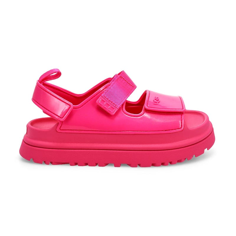 Girls' GoldenGlow Glossy Sparkles Platform Sandal - Deep Coral