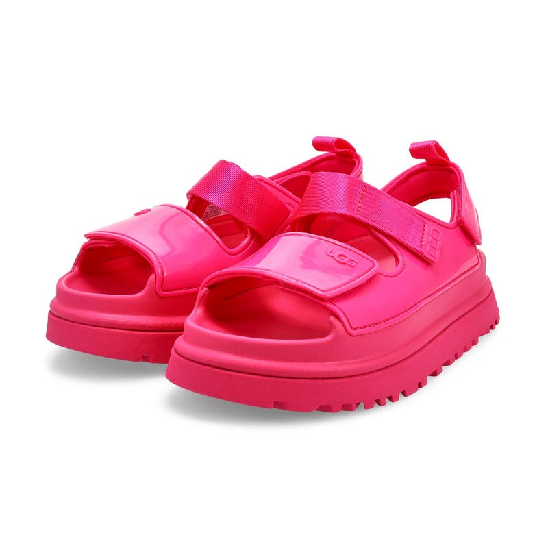 Girls' GoldenGlow Glossy Sparkles Platform Sandal - Deep Coral
