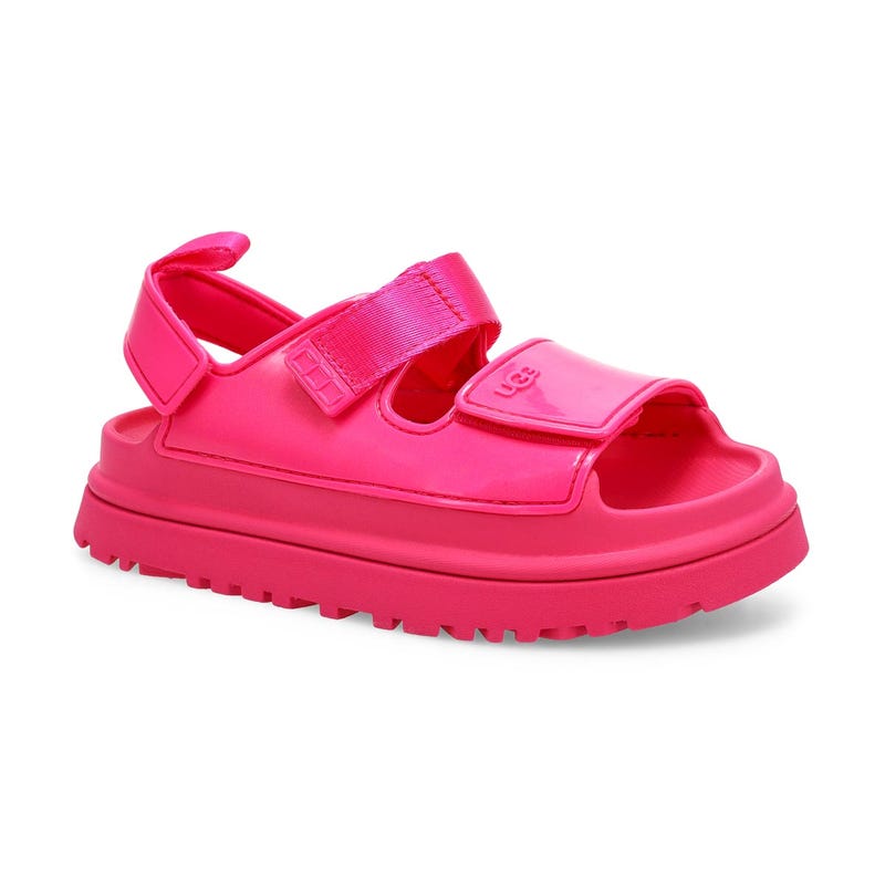 Girls' GoldenGlow Glossy Sparkles Platform Sandal - Deep Coral