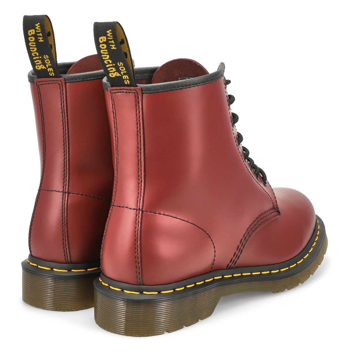 Bottes 1460 à 8 œillets, cuir lisse cerise, hommes