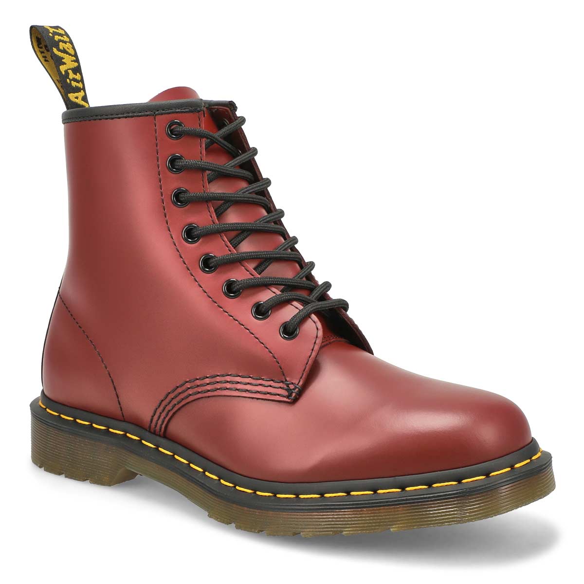 Bottes 1460 à 8 œillets, cuir lisse cerise, hommes