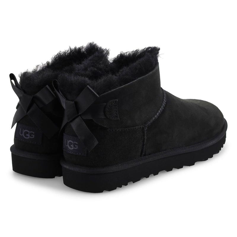 Women's Ultra Mini Bailey Bow Sheepskin Boot - Bla