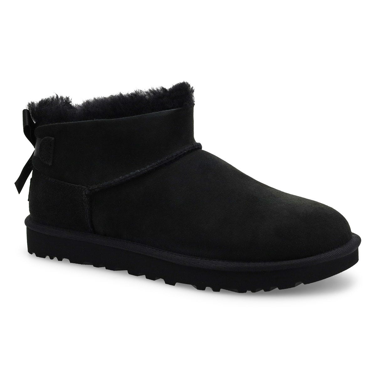 Women's Ultra Mini Bailey Bow Sheepskin Boot - Bla