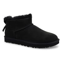 Women's Ultra Mini Bailey Bow Sheepskin Boot - Bla