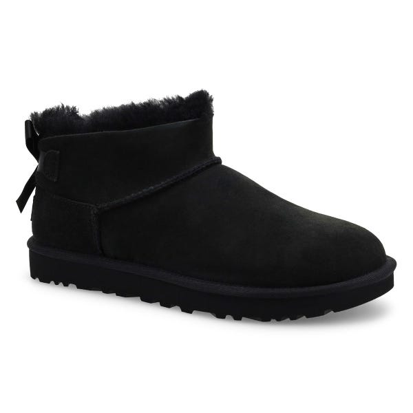 Women's Ultra Mini Bailey Bow Sheepskin Boot - Black
