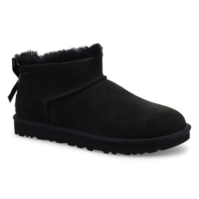 Women's Ultra Mini Bailey Bow Sheepskin Boot - Bla