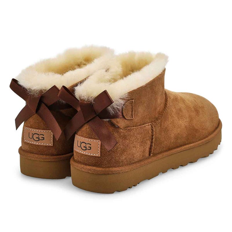 Women's Ultra Mini Bailey Bow Sheepskin Boot - Chestnut