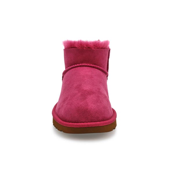 Women's UGG Ultra Mini Bailey Bow sheepskin boot in Dark Winterberry.