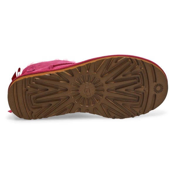 Women's UGG Ultra Mini Bailey Bow sheepskin boot in Dark Winterberry.