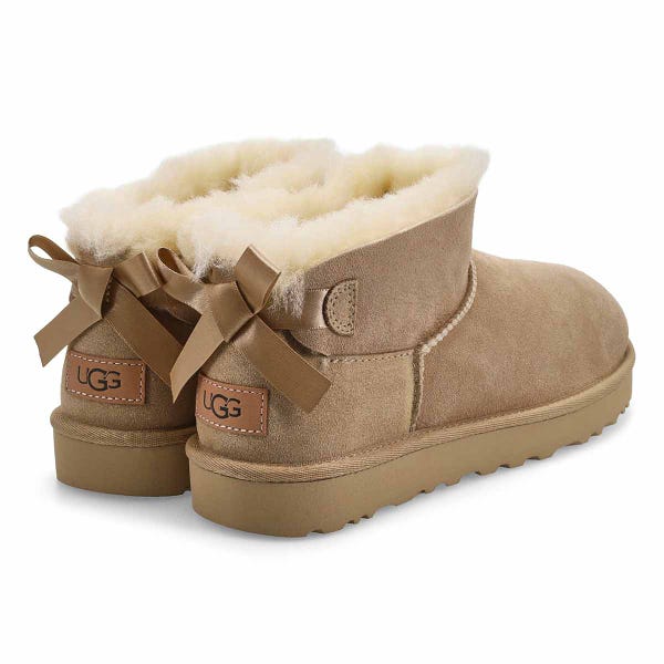 Women's Ultra Mini Bailey Bow Sheepskin Boot - Sand