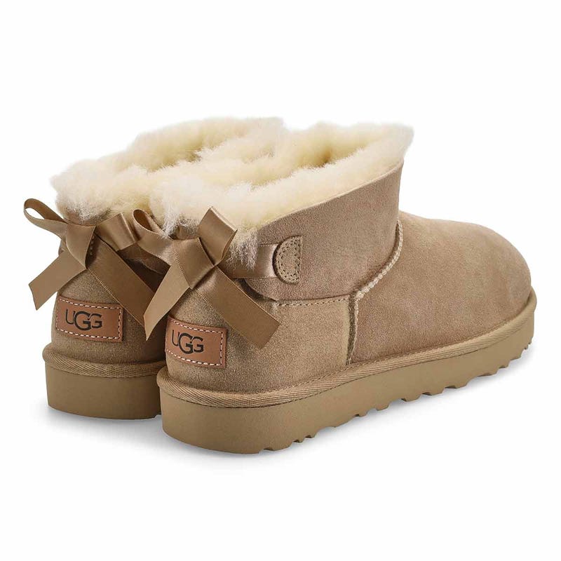 Women's Ultra Mini Bailey Bow Sheepskin Boot - Bla