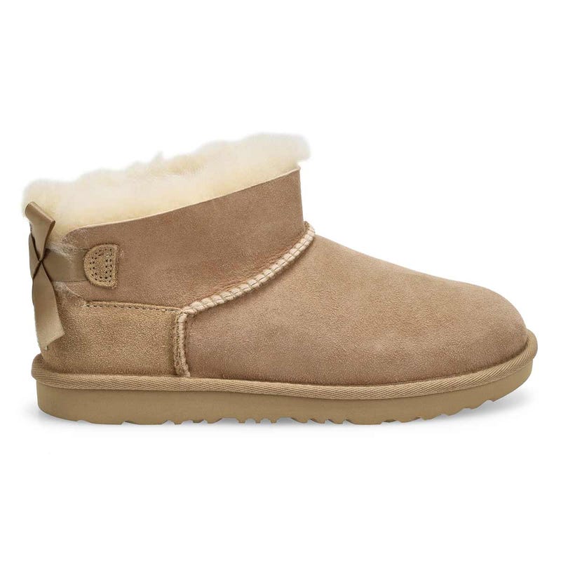 Girls' Ultra Mini Bailey Bow Sheepskin Boot - Sand