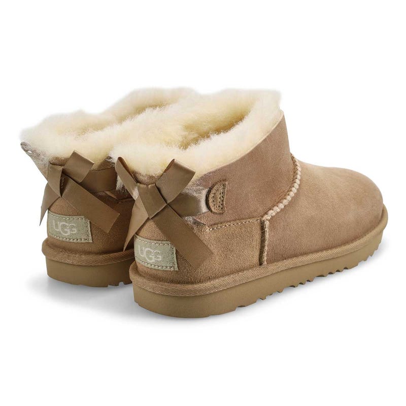 Girls' Ultra Mini Bailey Bow Sheepskin Boot - Sand