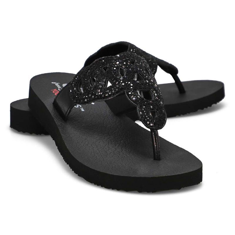 Women's Meditation Thong Sandal - Black/Black