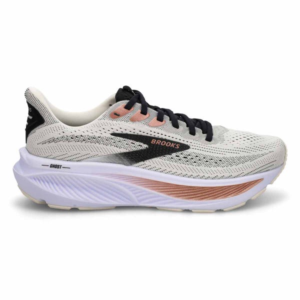 Women's Ghost 17 Lace Up Wide Performance Sneaker - White/Black/Rose Gold