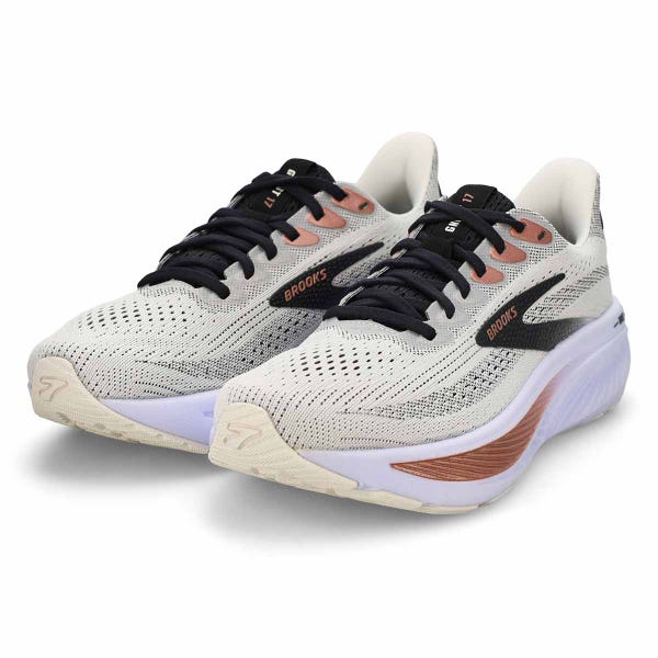 Women's Ghost 17 Lace Up Wide Performance Sneaker - White/Black/Rose Gold