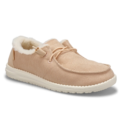 Lds Wendy Corduroy Casual Shoe - Cream