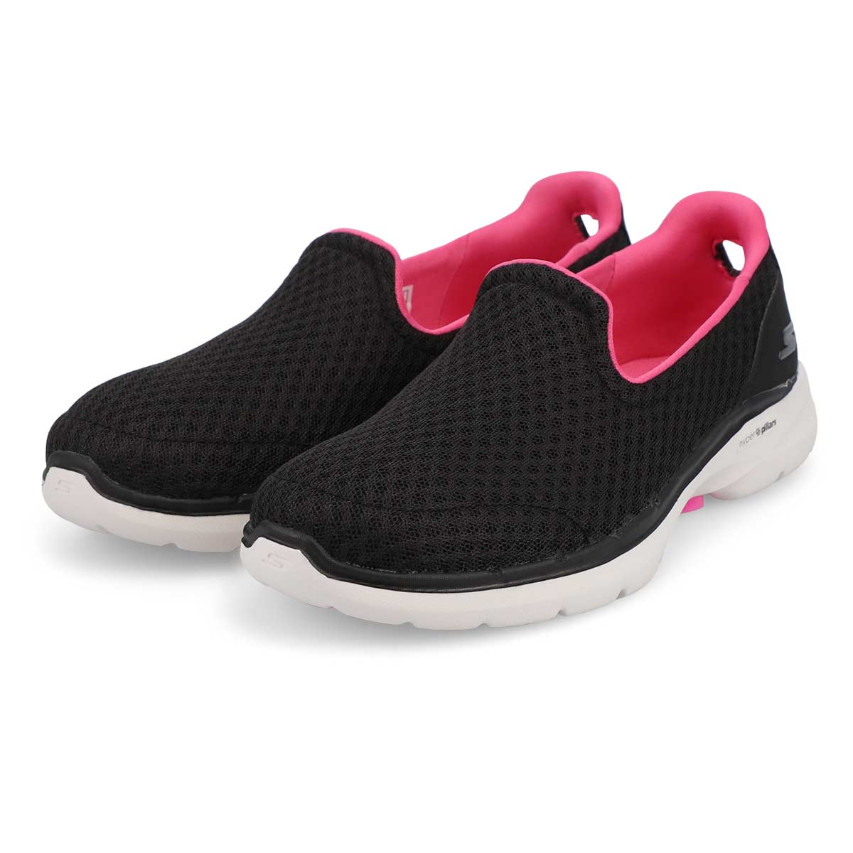 Women's Go Walk 6 Slip On Sneaker - Black/Pink