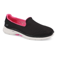 Women's Go Walk 6 Slip On Sneaker - Black/Pink