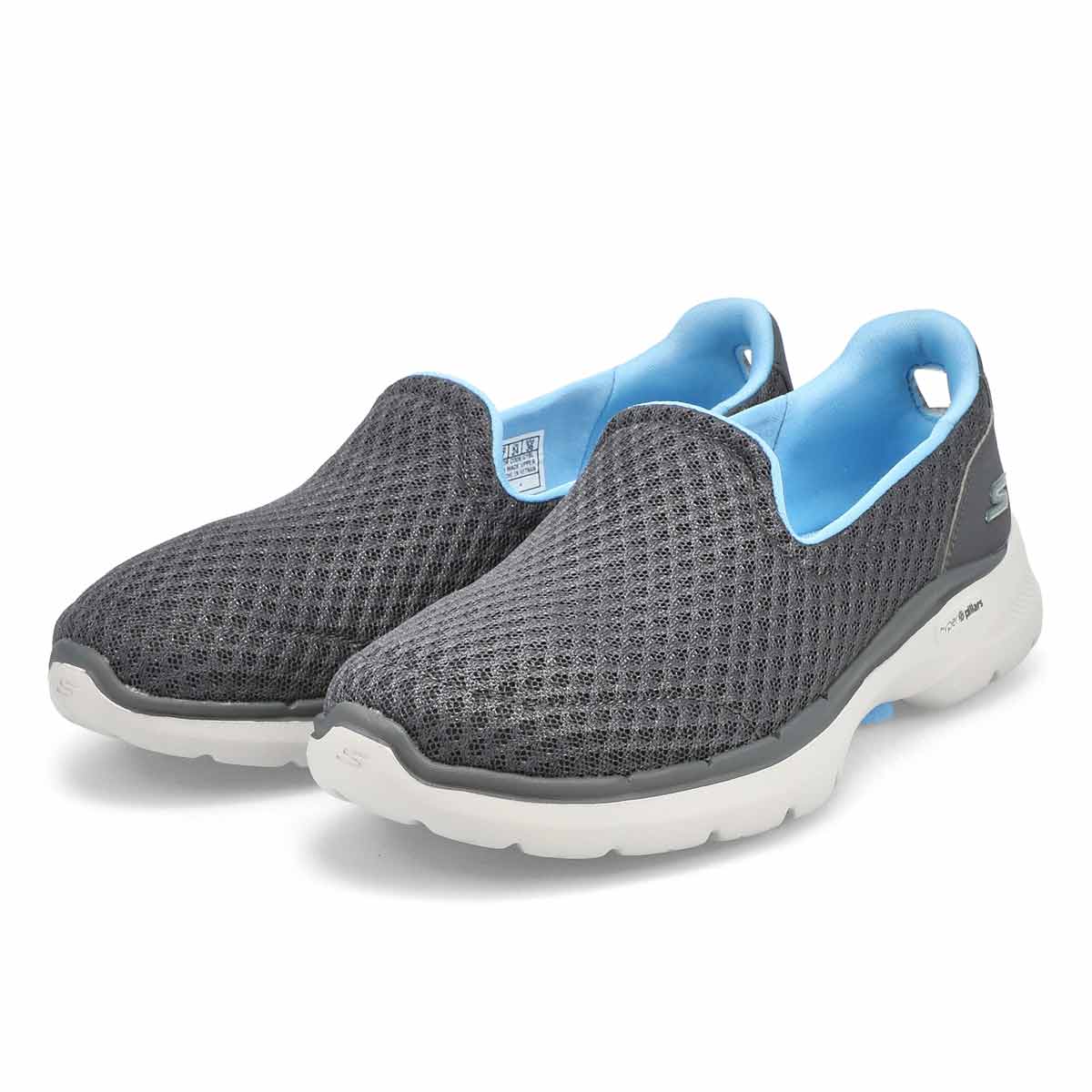 Women's Go Walk 6 Slip On Sneaker - Grey/ Blue