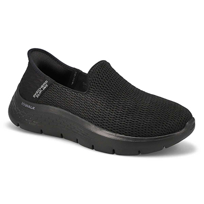 Lds Go Walk Flex Relish Wide Slip-Ins Sneaker - Black/Black