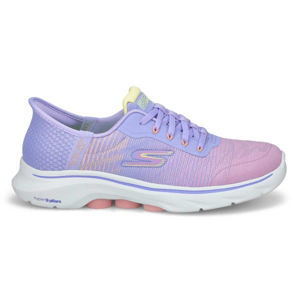 Women's  Go Walk 7 Lace Up Slip-Ins Sneaker - Lavender/Multi