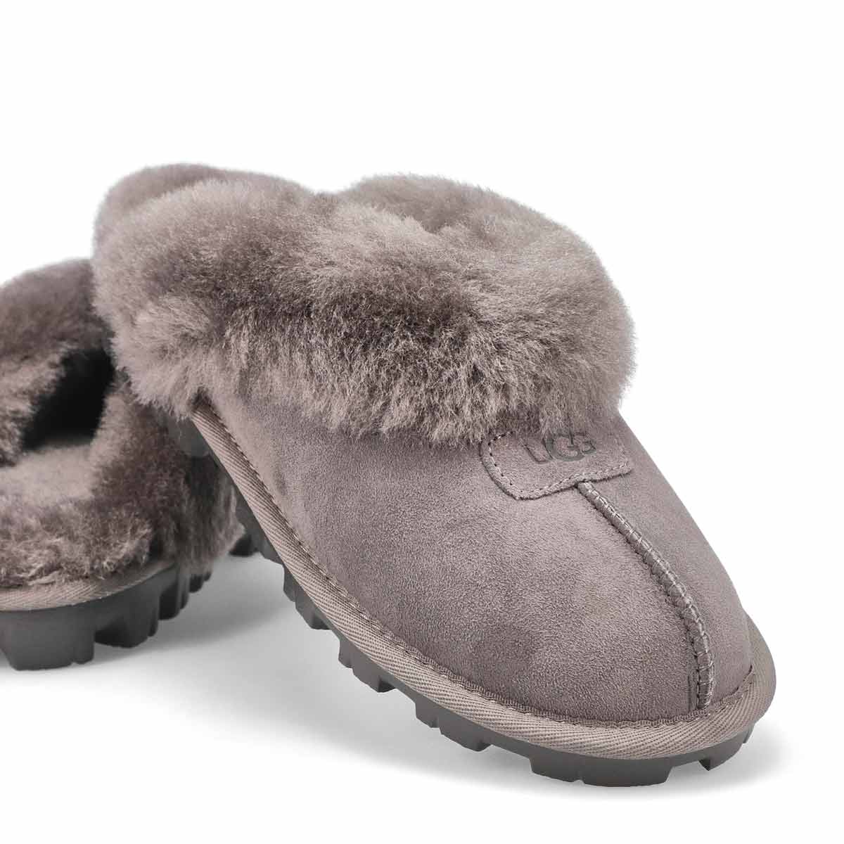 Pantoufles en peau de mouton COQUETTE, gris, femme