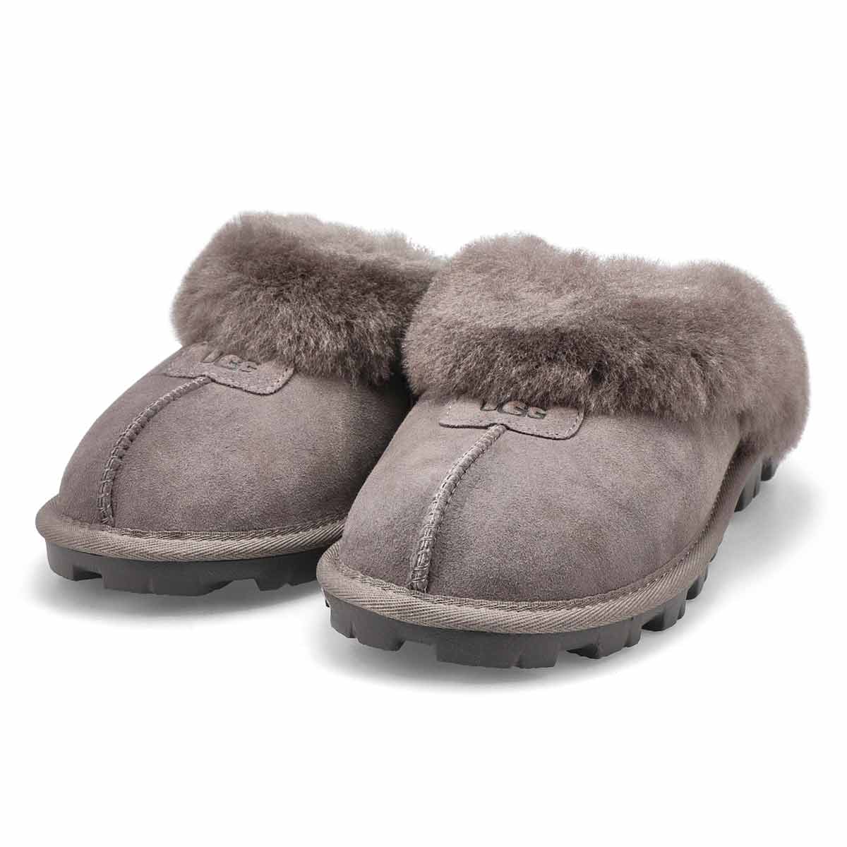 Pantoufles en peau de mouton COQUETTE, gris, femme