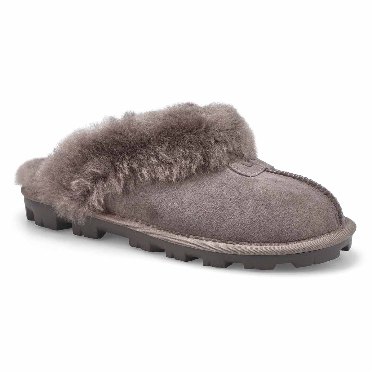 Pantoufles en peau de mouton COQUETTE, gris, femme
