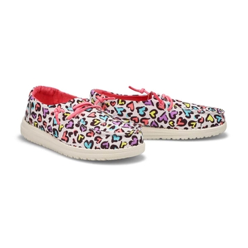 Girls Wendy Youth Casual Shoe-White/Leopard
