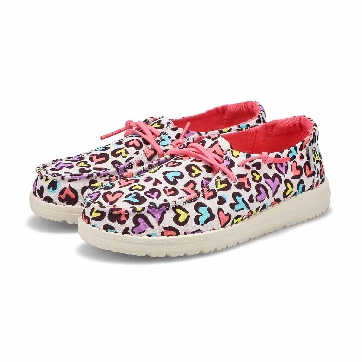 Girls Wendy Youth Casual Shoe-White/Leopard