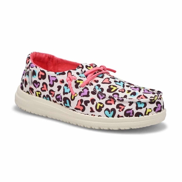 Girls Wendy Youth Casual Shoe-White/Leopard