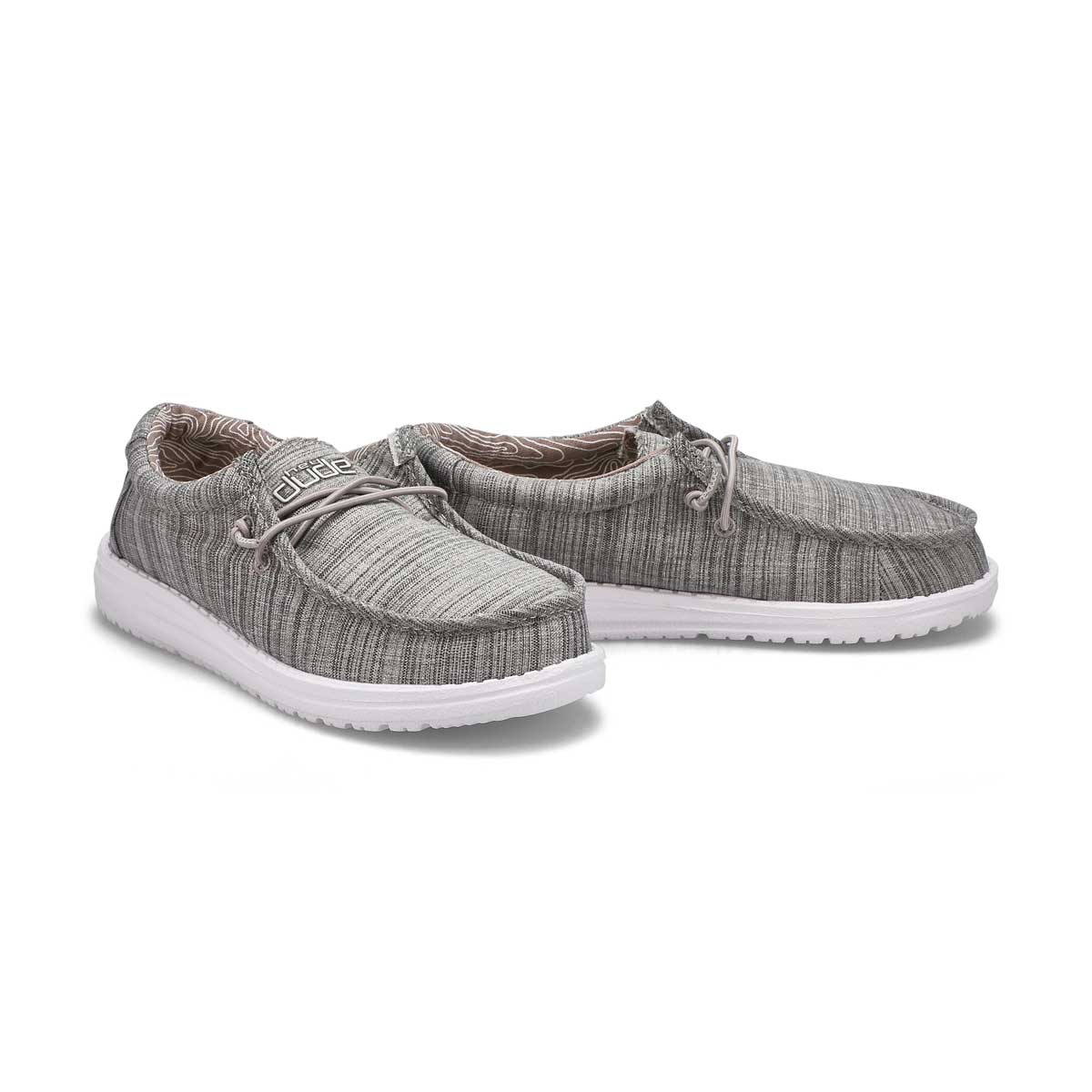 Kids' Wally Youth Linen Casual Shoe - Stone