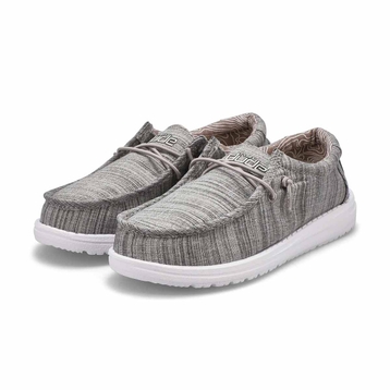 Kids' Wally Youth Linen Casual Shoe - Stone