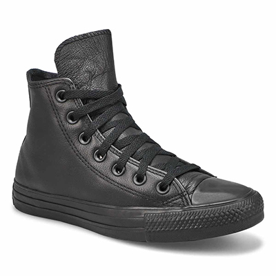 Lds Chuck Taylor All Star Leather Hi Top Sneaker - Black Mono