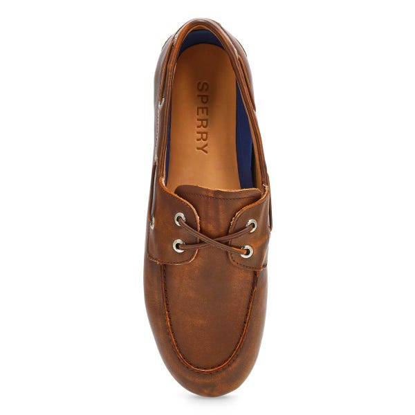 Chaussure bateau en cuir SLIMBOAT DISTRESSED, havane, femmes
