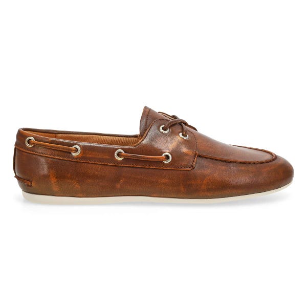 Chaussure bateau en cuir SLIMBOAT DISTRESSED, havane, femmes