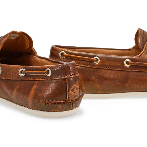 Chaussure bateau en cuir SLIMBOAT DISTRESSED, havane, femmes