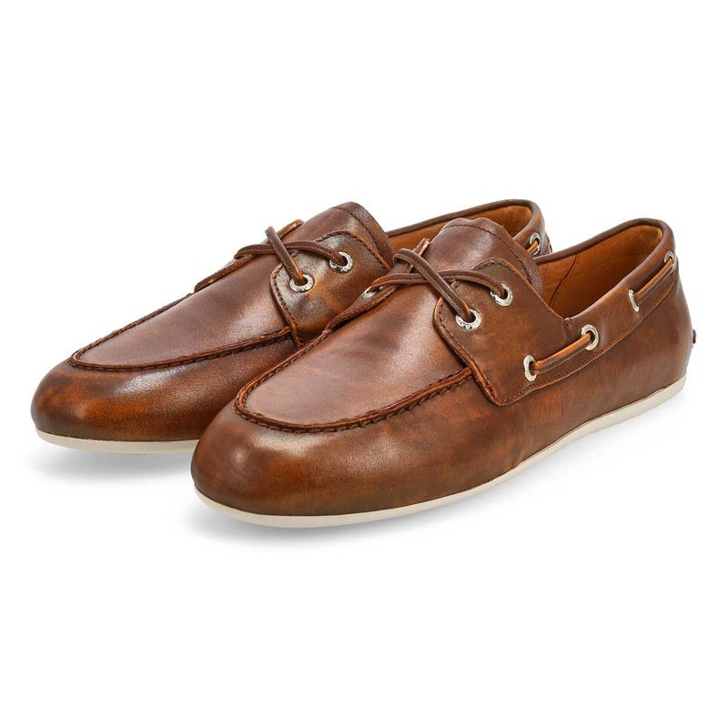 Chaussure bateau en cuir SLIMBOAT DISTRESSED, havane, femmes
