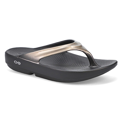 Lds OOlala Luxe Thong Sandal - Black/Latte