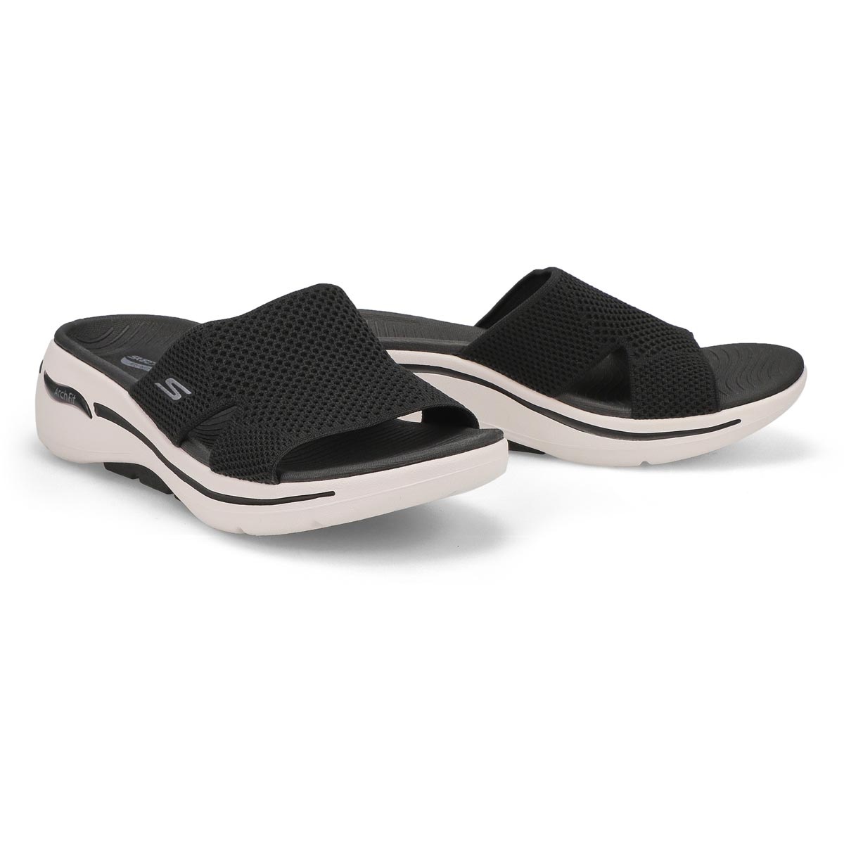 Lds Go Walk Arch Fit Slide Sandal-Blk/Wht