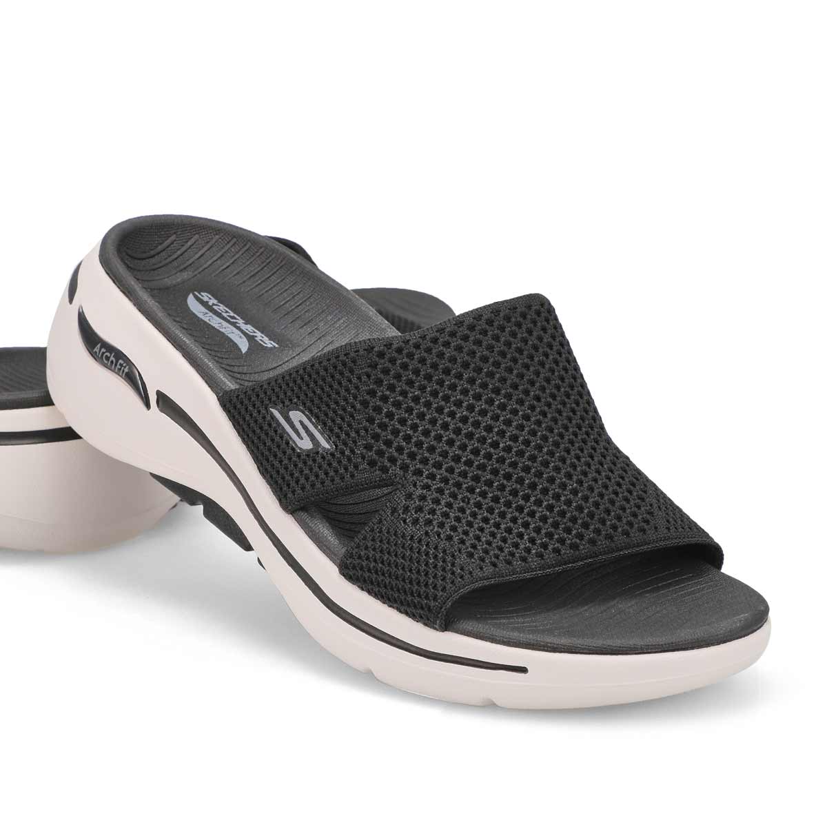 Lds Go Walk Arch Fit Slide Sandal-Blk/Wht