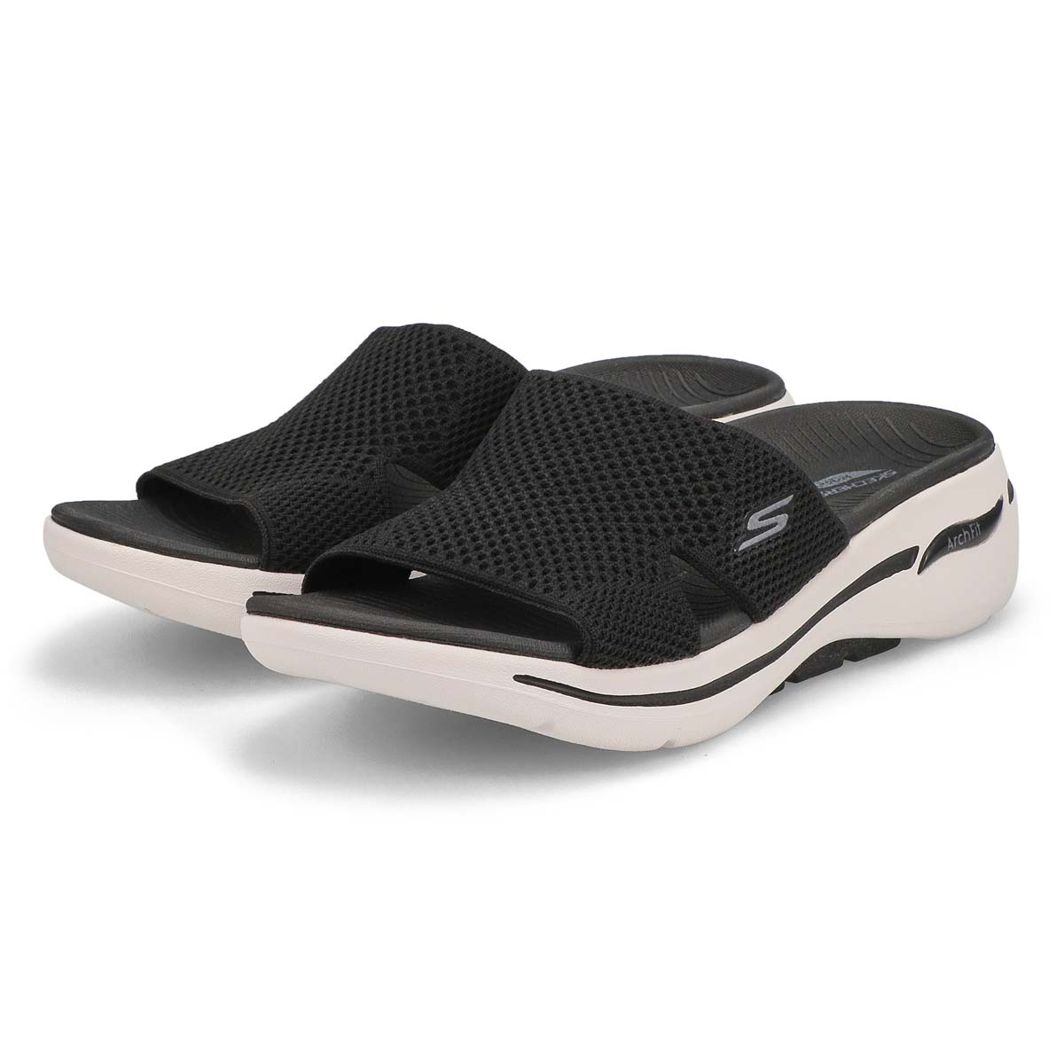 Lds Go Walk Arch Fit Slide Sandal-Blk/Wht