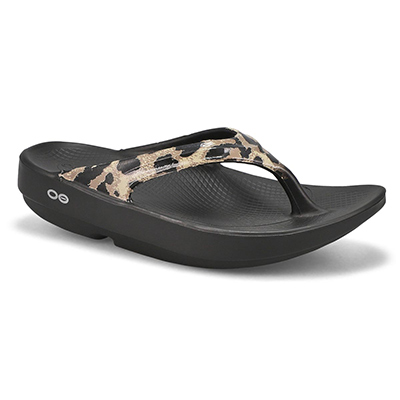 Lds OOlala Luxe Thong Sandal - Cheetah