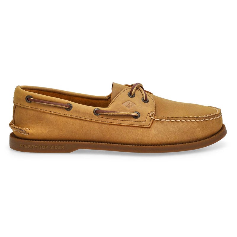Chaussure bateau en cuir pour hommes Authentic Original 2-Œillets - Brun clair