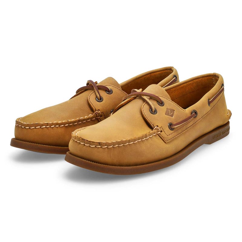 Chaussure bateau en cuir pour hommes Authentic Original 2-Œillets - Brun clair