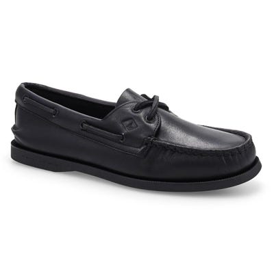 Chaussure bateau A/O 2-Œil en cuir pour femmes – Noir