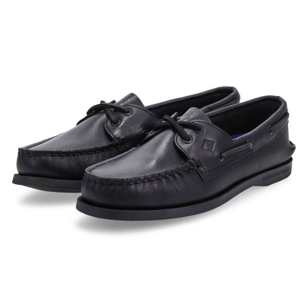 Chaussure bateau femme A/O 2-Œil cuir – Noir