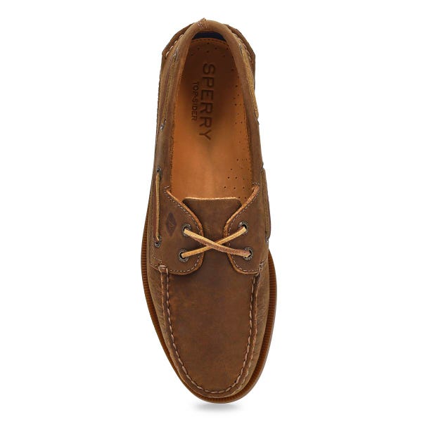 Chaussure bateau A/O 2 œillets pour hommes en cuir – Brun